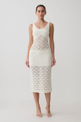 Atlantis Crochet Knit Midi Skirt - White