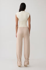 Blaine Knit Cuffed Wide Leg Pants - Oat Marle