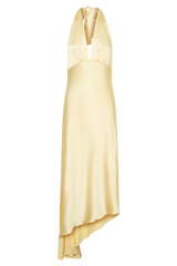 Adelie Asymmetric Hem Halter Midi Dress - Butter