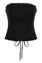 Annie Strapless Tie Back Linen Top - Black