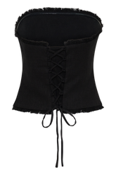 Annie Strapless Tie Back Linen Top - Black