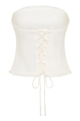 Annie Strapless Tie Back Linen Top - White