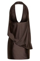 Arabel Draped Halter Mini Dress - Chocolate