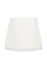 Ariella Suiting Mini Skirt With Lace - White