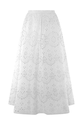 Arla Broderie Midi Skirt - White