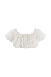 Autumn Off Shoulder Broderie Top - White