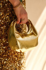 Bristol Mini Croissant Leather Bag - Gold