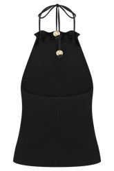 Abeda Cotton Top With Hardware - Black