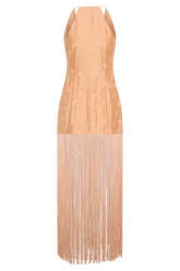 Abigail V Neck Fringe Maxi Dress - Orange