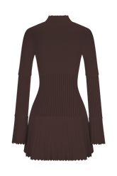 Adena Pointelle Knit Mini Dress - Chocolate