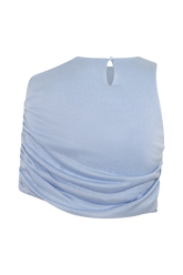 Adrienne One Shoulder Lurex Top - Pastel Blue