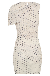 Adrienne One Shoulder Mesh Mini Dress - Polka Dot