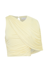 Adrienne One Shoulder Slinky Top - Lemon