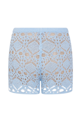 Aeline Crochet Knit Shorts - Sky Blue