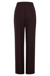 Agatha Straight Leg Suiting Pants - Plum Pinstripe
