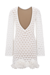 Aileen Ruffle Crochet Mini Dress - Ivory
