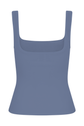 Aisling Ribbed Square Neck Sleeveless Top - Cornflower Blue