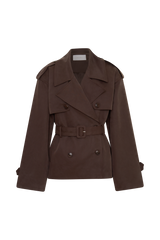 Alden Short Trench Jacket - Chocolate
