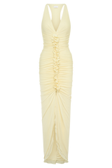 Alessandra Slinky Ruffle Maxi Dress - Lemon