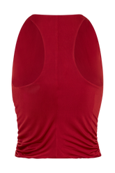 Alessandra Slinky Ruffle Top - Ruby
