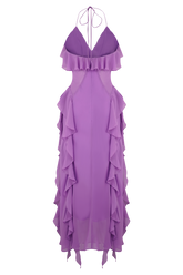 Aleyna Chiffon Ruffle Midi Dress - Purple