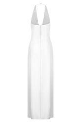 Alice Satin Halter Maxi Dress - White