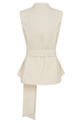 Alina Waist Tie Sleeveless Top - Stripe