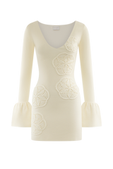 Amari Knit Crochet Knit Mini Dress - Ivory