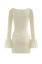 Amari Knit Crochet Knit Mini Dress - Ivory