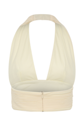 Amaris Sleeveless Plisse Halter Top - Lemon