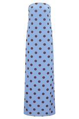 Amaya Strapless Chiffon Maxi Dress - Blue Polka Dot