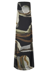 Amaya Strapless Chiffon Maxi Dress - Green Fluid Reverie Print
