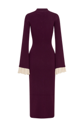 Amirose Ruffle Knit Midi Dress - Plum