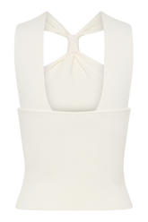 Angelika Twist Front Knit Top - Ivory