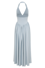 Angelina Scuba Halter Midi Dress - Pale Blue