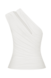 Anna One Shoulder Modal Top - White