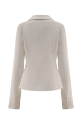 Annalee Cotton Beaded Tie Shirt - White
