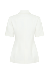 Ariella Button Up Short Sleeves Top - White