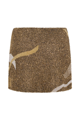 Asher Hand Beaded Abstract Mini Skirt - Gold