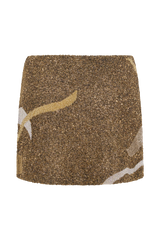 Asher Hand Beaded Abstract Mini Skirt - Gold