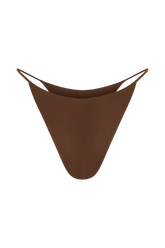 Bloom Embroidered Bikini Bottom - Chocolate With Pale Blue Embroidery