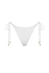 Blossom Side Tie Bikini Bottom - White Textured Fabric