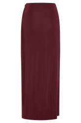Bridget Slinky Maxi Skirt With Hardware - Burgundy