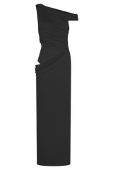 Callen One Shoulder Slinky Maxi Dress - Black