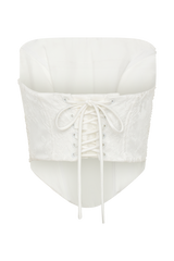 Camille Beaded Satin And Lace Corset Top - Ivory