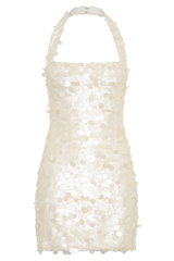 Caralee Sequin Halter Mini Dress - Ivory