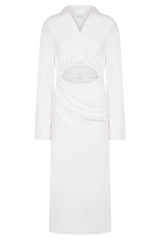 Cecilie Cut Out Shirt Midi Dress - White
