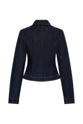 Cierra Cinched Jacket Top - Washed Indigo Blue