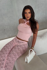 Angelika Twist Front Knit Top - Baby Pink
