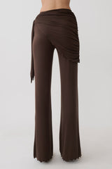 Anfie Straight Leg Pants With Waist Wrap - Dark Chocolate